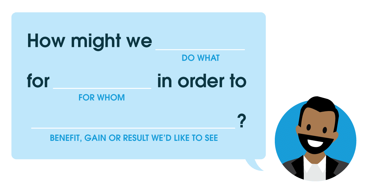 使用 How Might We (HMW) 问题模板的挑战框架示例。